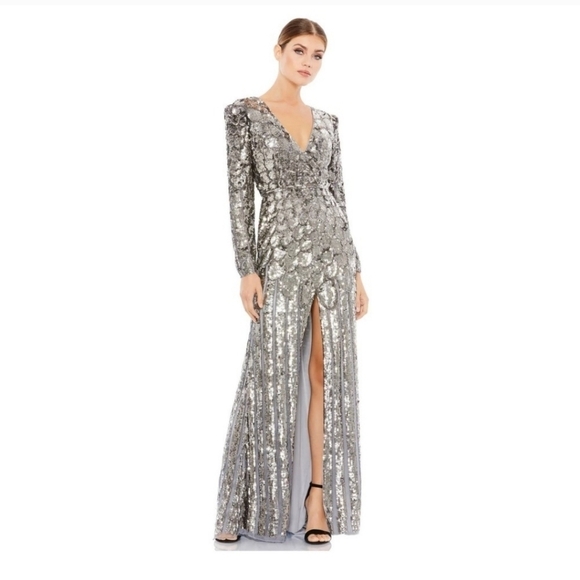 ❤️MAC DUGGAL 5382 Long Sleeve Embellished Sequin...